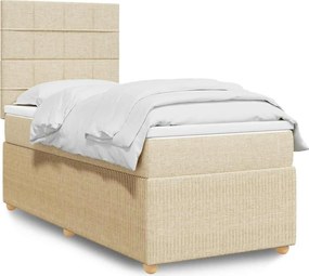 vidaXL Κρεβάτι Boxspring με Στρώμα Κρεμ 100 x 200 εκ. Υφασμάτινο