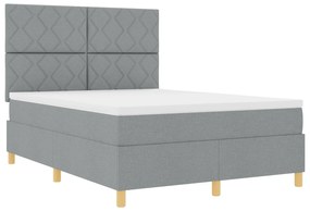 vidaXL Box Spring Bed Με Στρώμα Ανοιχτό Γκρι 140x200 cm Ύφασμα