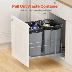 VEVOR Double Pullout Waste Container Kitchen Trash Can Soft Close Grey 27QTx2