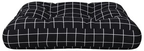 Μαξιλάρι Παλέτας Μαύρο Καρό 58 x 58 x 10 εκ. Ύφασμα Oxford - Μαύρο