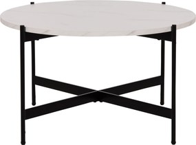 ΤΡΑΠΕΖΙ ΣΑΛΟΝΙΟΥ HM9588.05 MDF ΛΕΥΚΟ ΜΑΡΜΑΡΟ-ΜΑΥΡΗ ΜΕΤΑΛΛΙΚΗ ΒΑΣΗ Φ80x45Υεκ.