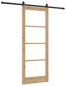 vidaXL Συρόμενη Πόρτα με Σετ Εξαρτημάτων 83x211 cm Συμπαγές Ξύλο Πεύκου