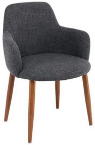 Πολυθρόνα Τραπεζαρίας Soul ΕΜ713,1 57x60x78cm Walnut-Grey Σετ 2τμχ Metal, Fabric
