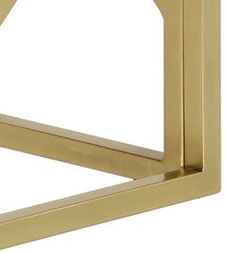 Τραπέζι Σαλονιού Χρυσό Ανοξείδωτο Ατσάλι &amp; Μασίφ Ξύλο Στρωτήρων - Χρυσό