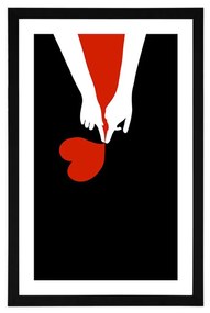 Αφίσα με πασπαρτού Ένωση δύο καρδιών - 30x45 black