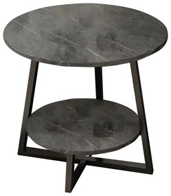 Τραπέζι σαλονιού Rota MDF ανθρακί μαρμάρου-μαύρο Φ60x60cm