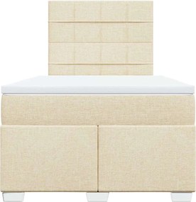 vidaXL Κρεβάτι Boxspring με Στρώμα Κρεμ 120x200 εκ. Υφασμάτινο