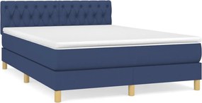 vidaXL Κρεβάτι Boxspring με Στρώμα Μπλε 140x200 εκ. Υφασμάτινο
