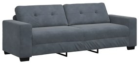 vidaXL Σετ Καναπέ με μαξιλάρι 3 pcs Γκρι 221 x 78 x 80 εκ Βελούδο