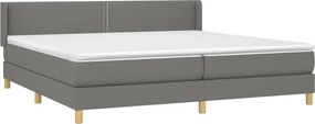 vidaXL Κρεβάτι Boxspring με Στρώμα Σκούρο Γκρι 200x200 εκ. Υφασμάτινο