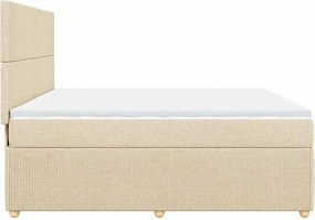 vidaXL Κρεβάτι Boxspring με Στρώμα Κρεμ 200x200 εκ. Υφασμάτινο