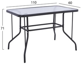 Σετ κήπου Τραπεζαρία HM5189.02 5 τεμ Μεταλλικό Γκρί με Τραπέζι 110x60x71 εκ. &amp; 4 Καρέκλες