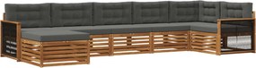 vidaXL Σειρά Καναπέ Εξωτερικού με μαξιλάρι 7 pcs Φυσικό και Ανθρακί