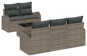 vidaXL Σετ Καναπέ Κήπου 6 pcs Γκρι 55 x 55 x 37 εκ Πολυ ράταν