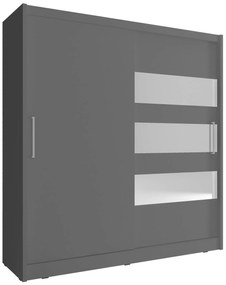 Ντουλάπα Cosmo συρόμενη-180 x 62 x 200 εκ.-Γκρι