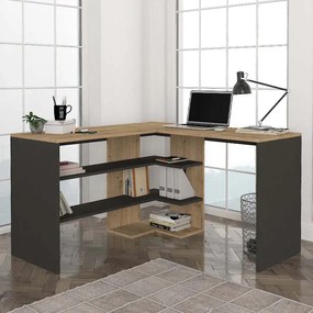 ΓΡΑΦΕΙΟ ΕΡΓΑΣΙΑΣ STYLO MEGAPAP ΧΡΩΜΑ SAPPHIRE OAK -  ΑΝΘΡΑΚΙ 120X120X73,8ΕΚ.