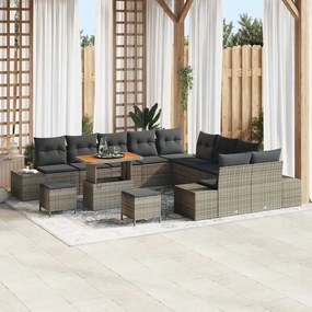 vidaXL Σετ Καναπέ Κήπου με μαξιλάρι 13 pcs Γκρι Πολυ ράταν