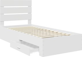 vidaXL Σκελετός Κρεβατιού Λευκό 90 x 190 cm Επεξεργασμένο Ξύλο