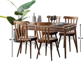 Extendable Dining Table &amp; Chairs Set (5 Pieces) Fergana - Brown Brown