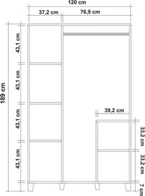 Τριφυλλη Ντουλαπα Πευκο Atlantic LEVA HEDERA SUN 48x120x189
