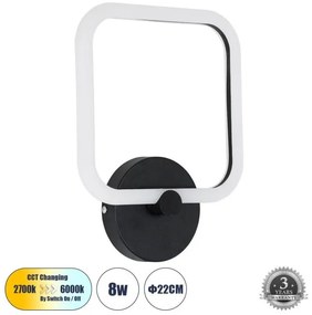 Απλίκα Φωτιστικό Τοίχου LED CCT 8W 960lm ELIZA Globostar-61343-Μαύρο 61343