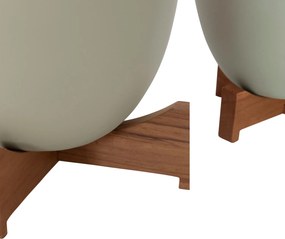 ΓΛΑΣΤΡΕΣ ΣΕΤ 2ΤΜΧ SEON HM4686.09 TERRACOTTA ΣΕ ΛΕΥΚΟ &amp; ΠΡΑΣΙΝΟ--TEAK ΒΑΣΗ