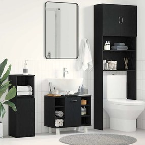 vidaXL Ντουλάπι Μπάνιου Μαύρο Δρυς 60x32x54 εκ. Επεξεργασμένο Ξύλο