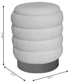 Σκαμπό-μπαούλο Dazzle pakoworld μπουκλέ cream-χρυσό Φ36x44εκ (1 τεμάχια)