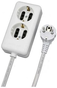 Πολύπριζο 2 σούκο φις ή 4 διπολικά δίπριζο 250V - 16A Χαραλαμπίδης Ηλεκτροτεχνική-32323-Λευκό 32323