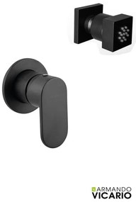 Armando Vicario SLIM Black Matt Jet επιτοίχιο Τετράγωνο +Μίκτης εντοιχισμού 1 εξόδου 500050-400