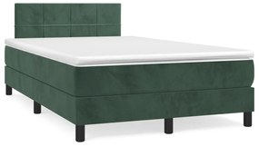 vidaXL Κρεβάτι Boxspring με Στρώμα Σκούρο Πράσινο 120x190εκ. Βελούδινο