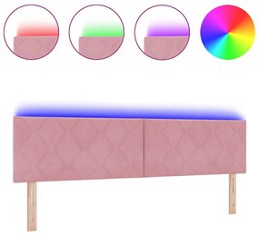 vidaXL LED Κεφαλάρι με φώτα λωρίδας LED Γεωμετρικό Ροζ 180 cm Βελούδο