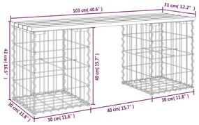 Παγκάκι Κήπου Συρματοκιβώτιο 103x31x42 εκ. Εμποτ. Ξύλο Πεύκου - Καφέ