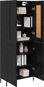 vidaXL Highboard 2 pcs Μαύρη Οξυά Επεξεργασμένο ξύλο