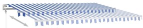 vidaXL Τέντα Συρόμενη Χειροκίνητη με LED Μπλε / Λευκό 4 x 3,5 μ.