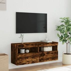 vidaXL Έπιπλο Τοίχου Τηλεόρασης με LED Καπνιστή Δρυς 100x30x40 εκ.