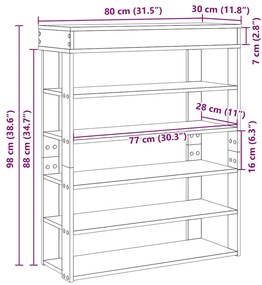 ΡΑΦΙ ΠΑΠΟΥΤΣΙΩΝ  ΜΑΥΡΟ 80X30X98 CM ΚΑΤΑΣΚΕΥΑΣΜΕΝΟ ΞΥΛΟ 859933