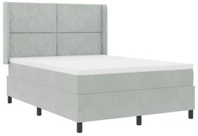 vidaXL Κρεβάτι με ελατήρια Ανοιχτό γκρι 140 x 190 cm Βελούδο