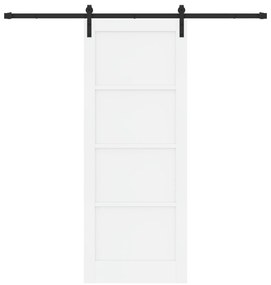 vidaXL Συρόμενη Θύρα με Σετ Υλικών Λευκή 83x211 cm Συμπαγές Ξύλο Πεύκου
