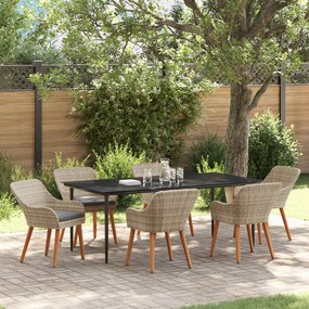 vidaXL Σετ τραπεζαρίας 7 pcs Ανοιχτό γκρι και Μαύρο Large