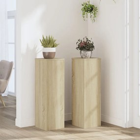 vidaXL Βάσεις Φυτών 2 Τεμ. Sonoma Δρυς 25x25x80 εκ. Επεξεργασμένο Ξύλο