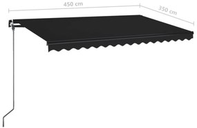vidaXL Τέντα Συρόμενη Χειροκίνητη με LED Ανθρακί 450 x 350 εκ.