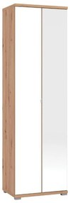 Έπιπλο Εισόδου με Καθρέφτη Tenerife P2 OG Artisan Oak - Λευκό Βαμμένο Γυαλί 58x40x193 εκ. 58x40x193 εκ.