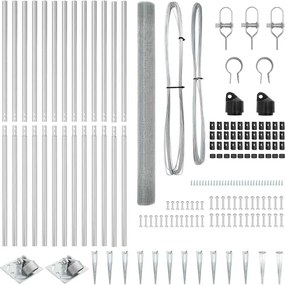 vidaXL Στύλος Περιφράξεων Ασημί 25 x 1,5 μ (16 x 16 χλστ. πλέγμα)