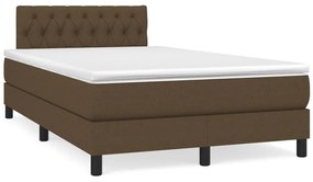 vidaXL Κρεβάτι Boxspring με Στρώμα &amp; LED Σκ.Καφέ 120x190εκ. Υφασμάτινο