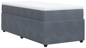 Κρεβάτι Boxspring με Στρώμα Σκούρο Γκρι 90x200 εκ. Βελούδινο - Γκρι