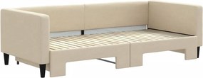 vidaXL Καναπές Κρεβάτι Συρόμενος Κρεμ 90 x 200 εκ. Υφασμάτινος