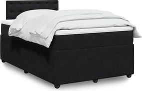 vidaXL Κρεβάτι Boxspring με Στρώμα Μαύρο 120x190 εκ. Βελούδινο