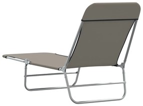 vidaXL Ξαπλώστρες Πτυσσόμενες 2 τεμ. Γκρι από Ατσάλι / Ύφασμα