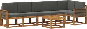 vidaXL Σειρά Καναπέ Εξωτερικού 7 pcs Φυσικό και Ανθρακί Πολυεστέρας